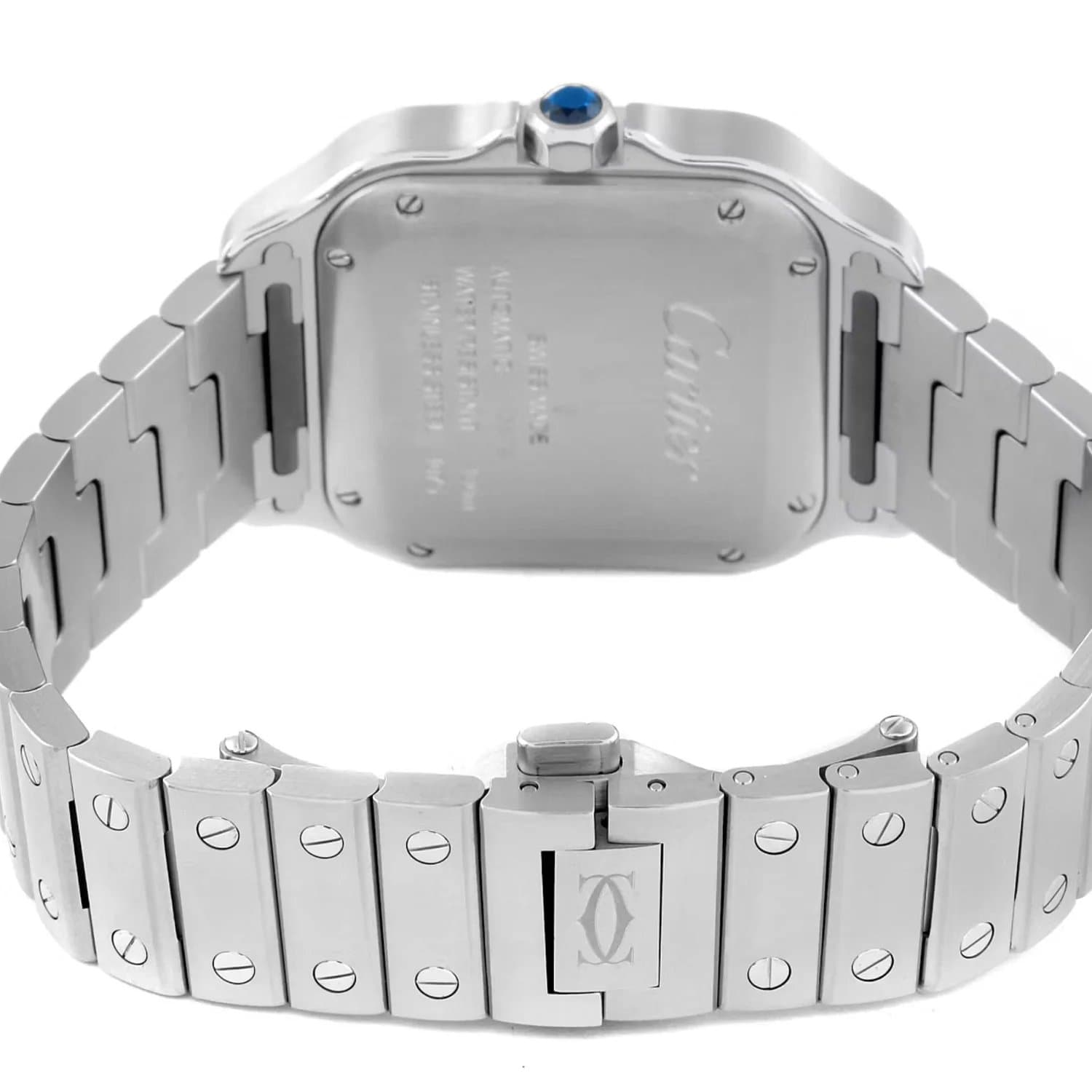 Santos de Cartier Blue Dial Diamond Bezel
